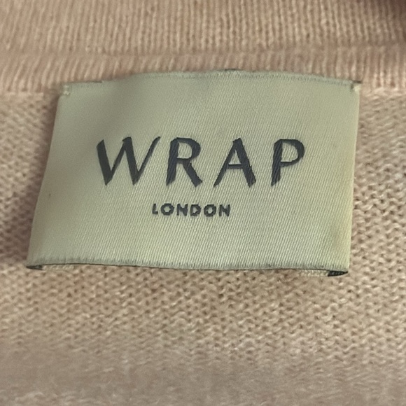 WRAP London light pink 100% cashmere V neck kangaroo pockets light sweater L-XL - Picture 5 of 7